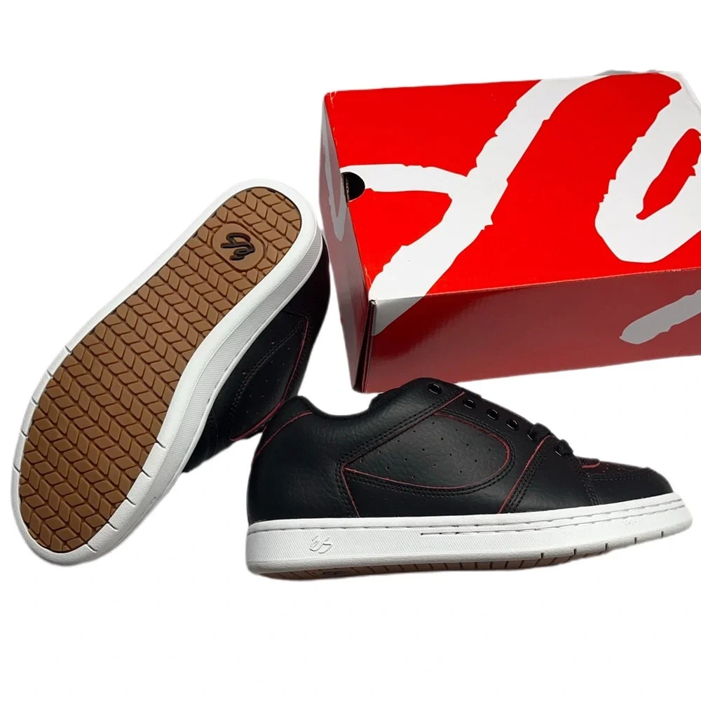 ES ACCEL OG retro black and red all leather chunky skateboarding shoes - Picture 4 of 11